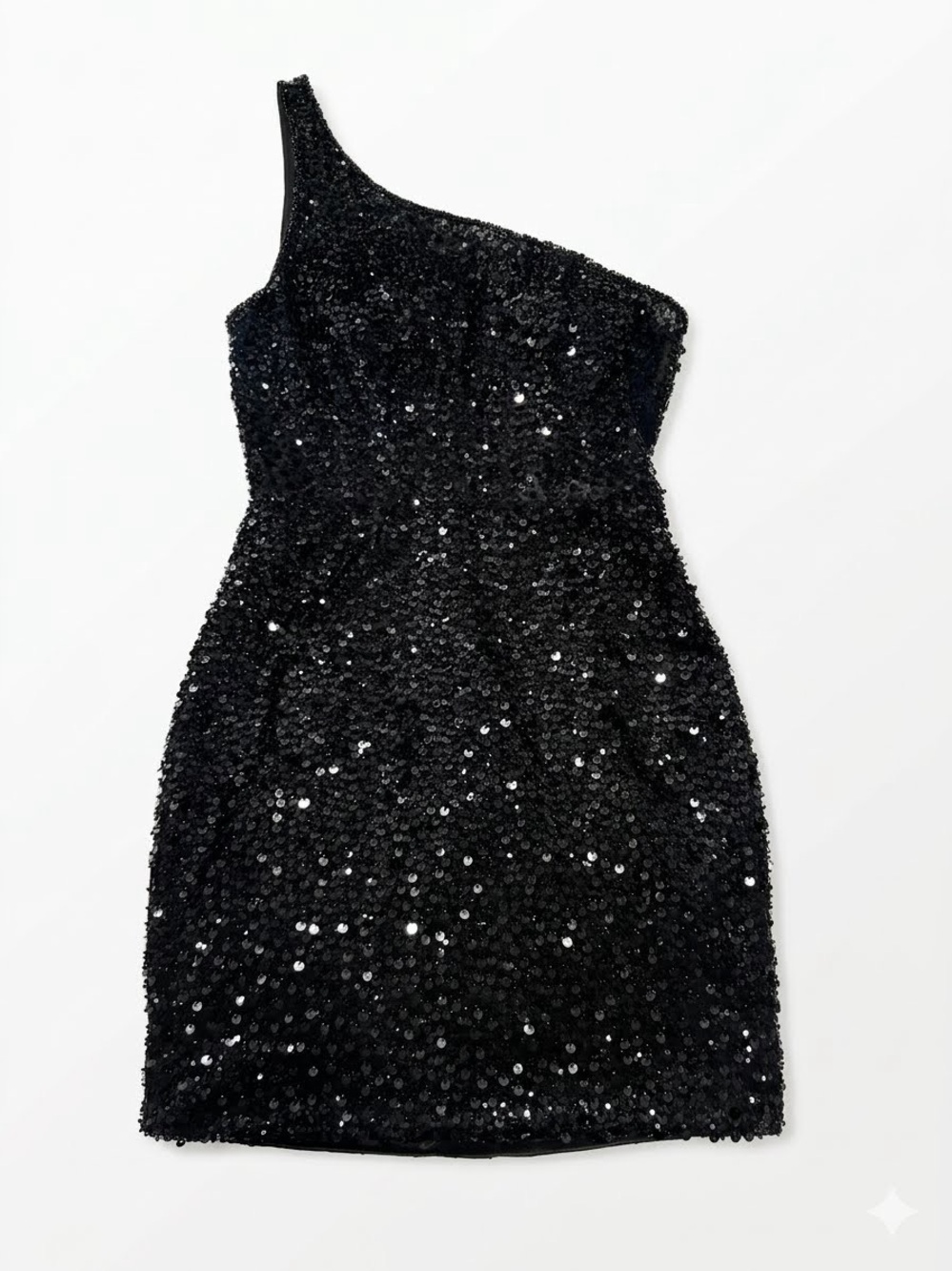 NWT Gianni Bini One-Shoulder Black Beaded Sequin Cocktail Dress